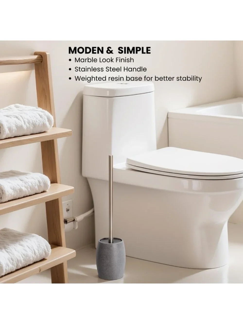 Stainless Steel Toilet Bowl Brush & Holder - 360° Deep Cleaning Scrubber Set